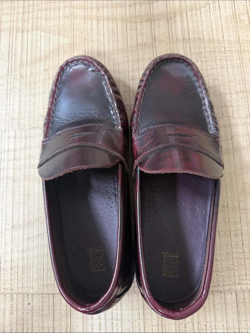 School Issue boys Burgundy Leather Penny Loafers